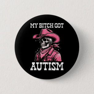 Bóton Redondo 5.08cm Meu Autismo Engraçado Esqueleto Memória Autista