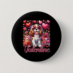 Bóton Redondo 5.08cm Meu Cavalier King Charles Spaniel é meu namorado D