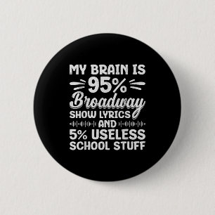 Bóton Redondo 5.08cm Meu Cérebro É 95% Letras da Broadway Nerd de Teatr