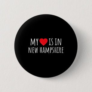 Bóton Redondo 5.08cm Meu Coração Está Em New Hampshire Lindo Estado Ame