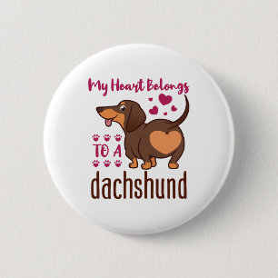 Bóton Redondo 5.08cm Meu coração pertence a um Dachshund