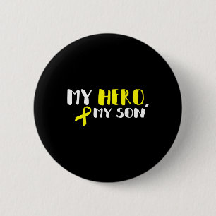 Bóton Redondo 5.08cm Meu Herói Meu Filho - Dourada Faixa de Fita cancer