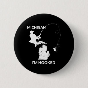 Bóton Redondo 5.08cm Mi Michigan Fish Jersey Gift Para Pescadores E