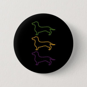 Bóton Redondo 5.08cm Miçangas Dachshund Mardi Gras