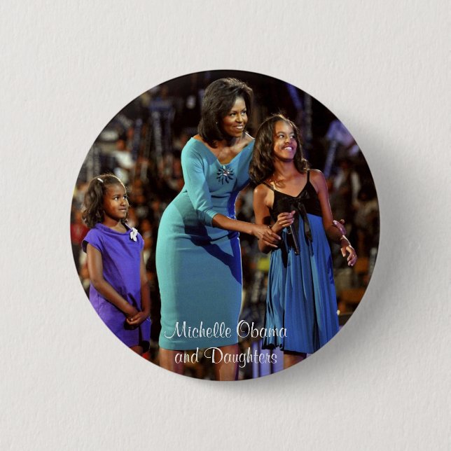 Bóton Redondo 5.08cm Michelle Obama e filhas (Frente)