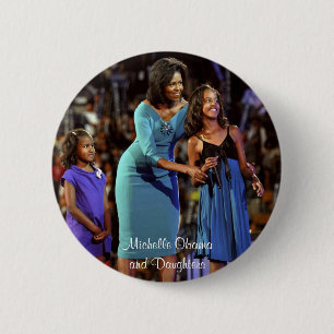 Bóton Redondo 5.08cm Michelle Obama e filhas