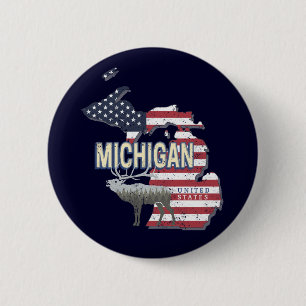 Bóton Redondo 5.08cm Michigan Estados Unidos - Retro State Map Vintage