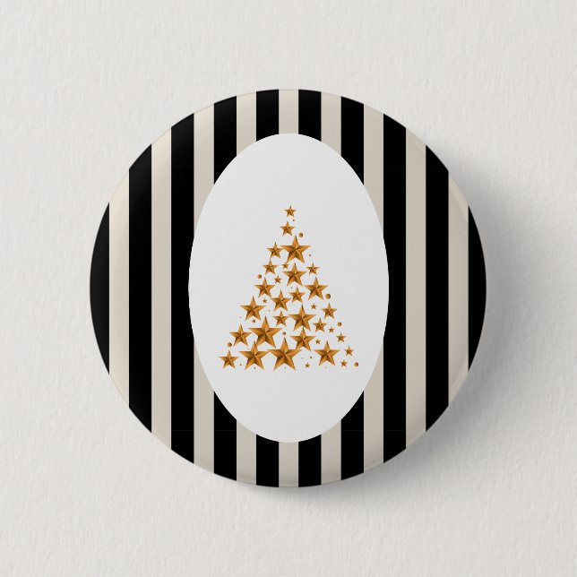 Bóton Redondo 5.08cm Mid century christmas tree with Golden star (Frente)