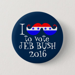 Bóton Redondo 5.08cm Mim bigode você para votar Jeb Bush 2016