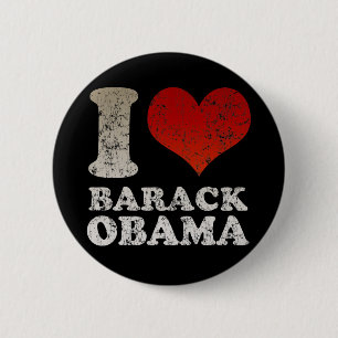 Bóton Redondo 5.08cm Mim botão de Barack Obama do coração
