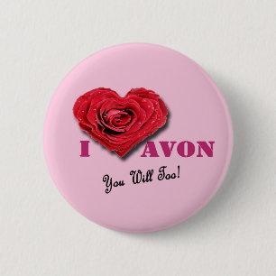 Bóton Redondo 5.08cm Mim coração AVON que você demasiado! botão