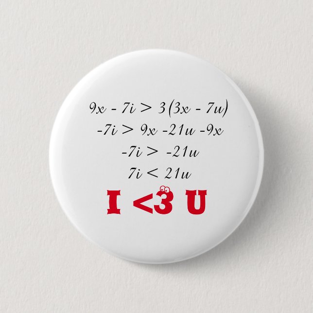 Bóton Redondo 5.08cm Mim matemática <3. MIM <3 U (Frente)