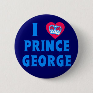 Bóton Redondo 5.08cm MIM PRÍNCIPE GEORGE do CORAÇÃO com coração e 