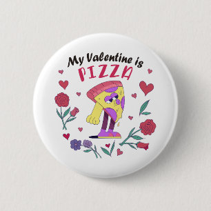 Bóton Redondo 5.08cm Minha Namorados é Pizza Convite