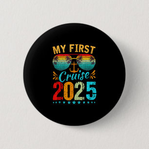Bóton Redondo 5.08cm Minha Primeira Viagem de Cruzeiro 2025 Camiseta Fé