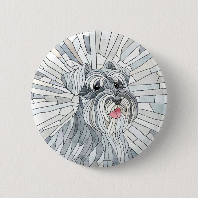 Bóton Redondo 5.08cm Miniatura Schnauzer - Arte do Mosaico (Frente)