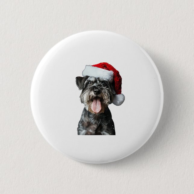 Bóton Redondo 5.08cm Miniatura Schnauzer Natal (Frente)