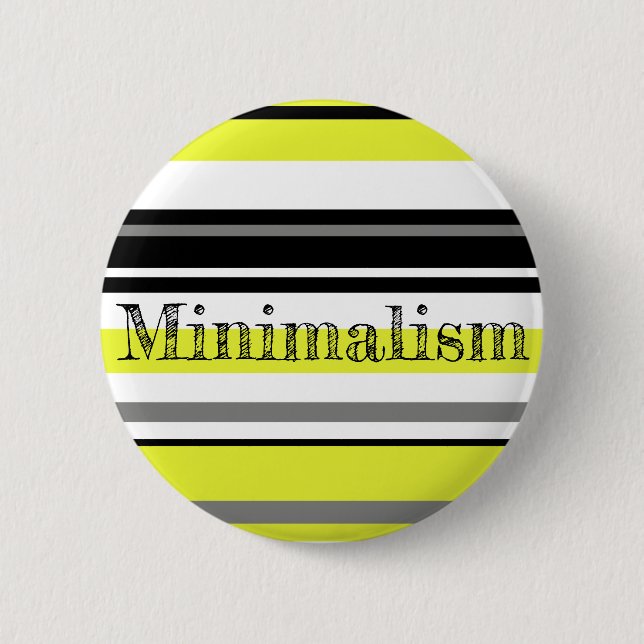 Bóton Redondo 5.08cm Minimalismo - Listras Negras Amarelas (Frente)