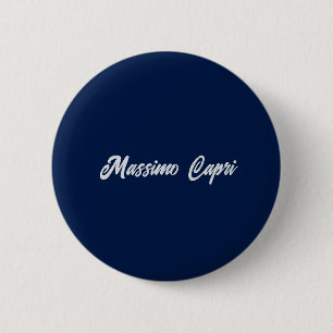Bóton Redondo 5.08cm Minimalista Azul Escuro Elegante Nome Próprio Text