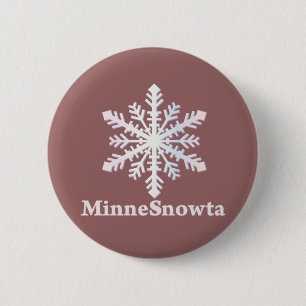 Bóton Redondo 5.08cm MinneSnowta com Floco de Neve