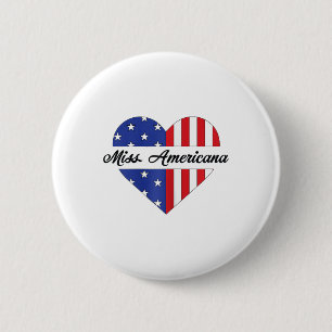 Bóton Redondo 5.08cm Miss Americana Usa Flag Heart 4 De Julho Patrioti
