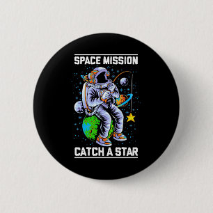 Bóton Redondo 5.08cm Missão Espacial Astronauta Capta Uma Estrela