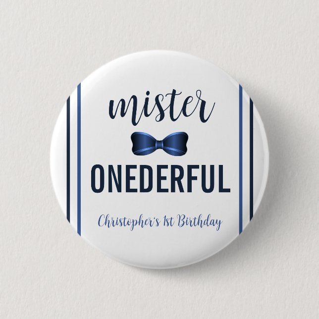 Bóton Redondo 5.08cm Mister OnewonArco Tie primeiro aniversario (Frente)