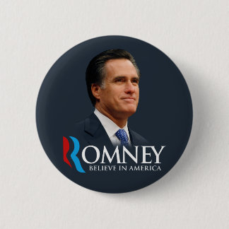 Bóton Redondo 5.08cm Mitt Romney acredita no retrato de América azul