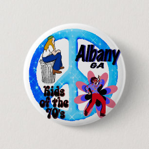 Bóton Redondo 5.08cm Miúdos de Albany do botão dos anos 70