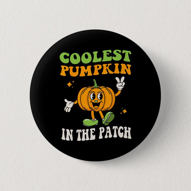 Bóton Redondo 5.08cm Miúdos Pumpkin Mais Fresco No Patch Halloween Todd (Frente)