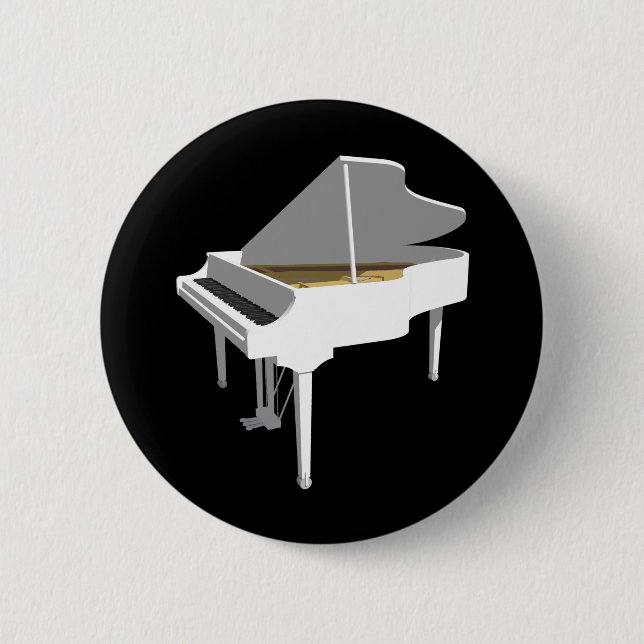 Bóton Redondo 5.08cm modelo 3D: Piano de cauda branco: (Frente)