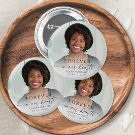 Bóton Redondo 5.08cm Modern Funeral Photo Memorial Forever Hearts