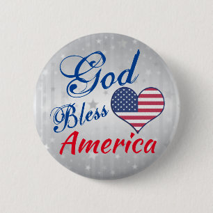 Bóton Redondo 5.08cm Modern Patriotic Heart God Bless America USA