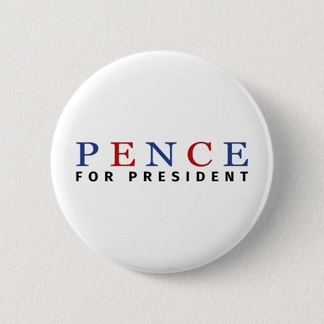Bóton Redondo 5.08cm Moderno Blue Red Mike Pence para Presidente (Frente)
