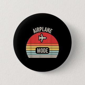 Bóton Redondo 5.08cm Modo Avião Gráfico Retro Vintage Pôr do Sol Para