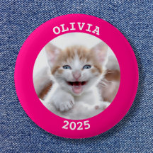 Moldura de Foto Redonda Personalizada Rosa Quente