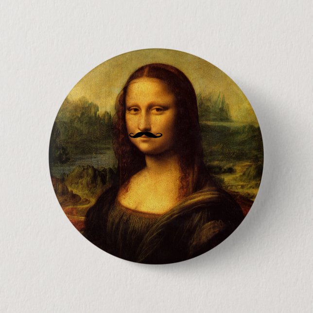Bóton Redondo 5.08cm Mona Lisa Mustachioed (Frente)