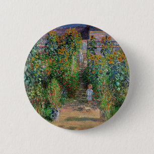 Bóton Redondo 5.08cm Monet Garden Vetheuil Impressionim Pintura