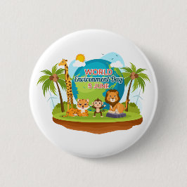 Bóton Redondo 5.08cm Monkey Selle Animal do Dia Mundial do Ambiente