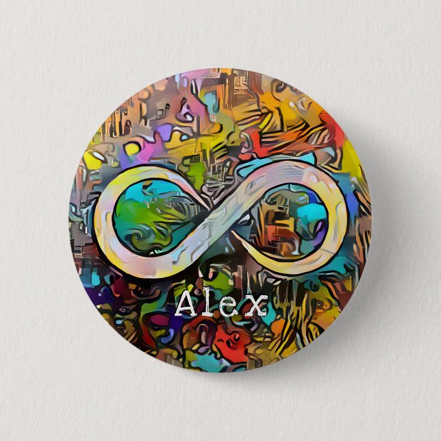 Bóton Redondo 5.08cm Monograma | Adicionar nome | Símbolo Infinito (Frente)