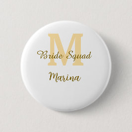 Bóton Redondo 5.08cm Monograma de equipe de noiva dourado simples para 