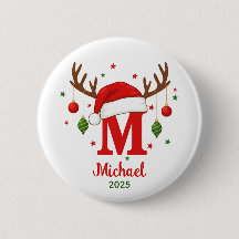 Monograma de Natal Personalizado M Chapéu de Papai