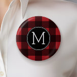 Bóton Redondo 5.08cm Monograma do Padrão Rustic Red & Black Buffalo Xad<br><div class="desc">Um design robusto e masculino com uma área para monogramas. Um padrão clássico e tradicional que existe há anos. Se precisar ajustar o trabalho de arte ou alterar a fonte,  clique na área personalizar. Isso o levará à ferramenta design onde você pode fazer muitas mudanças.</div>