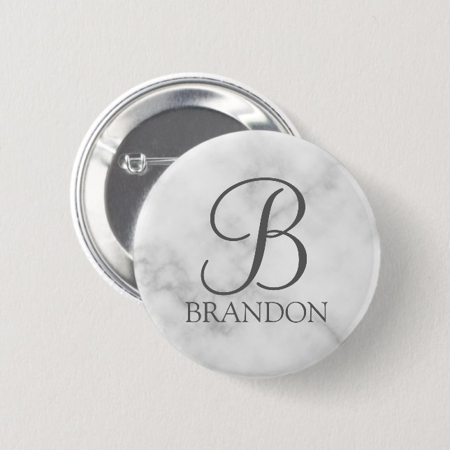 Bóton Redondo 5.08cm Monograma e Nome Personalizados de Script de Ângul (Frente & Verso)