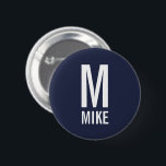 Bóton Redondo 5.08cm Monograma e Nome Personalizados Modernos<br><div class="desc">Design de Monograma moderno com monograma personalizado e nome no estilo de fonte sans sans serif moderno.</div>