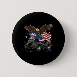 Bóton Redondo 5.08cm Monster Truck Bald Eagle 4 De Julho Boys American