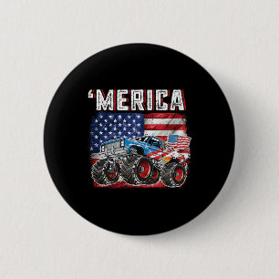 Bóton Redondo 5.08cm Monster Truck Usa Flag Merica Men 4 De Julho