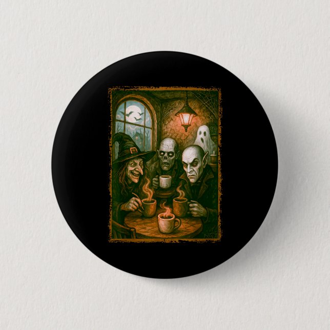 Bóton Redondo 5.08cm Monsters In Coffee Shop Coffee Lovers Barista Hall (Frente)