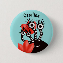 Bóton Redondo 5.08cm Monstro Bonito Com Abstrato de Quatro Olhos Nome