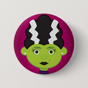 Bóton Redondo 5.08cm Monstro de menina verde